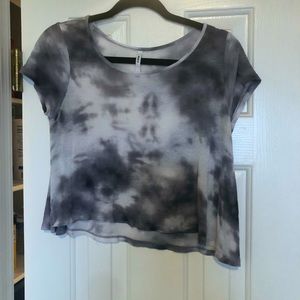 Grey/white tie dye crop top